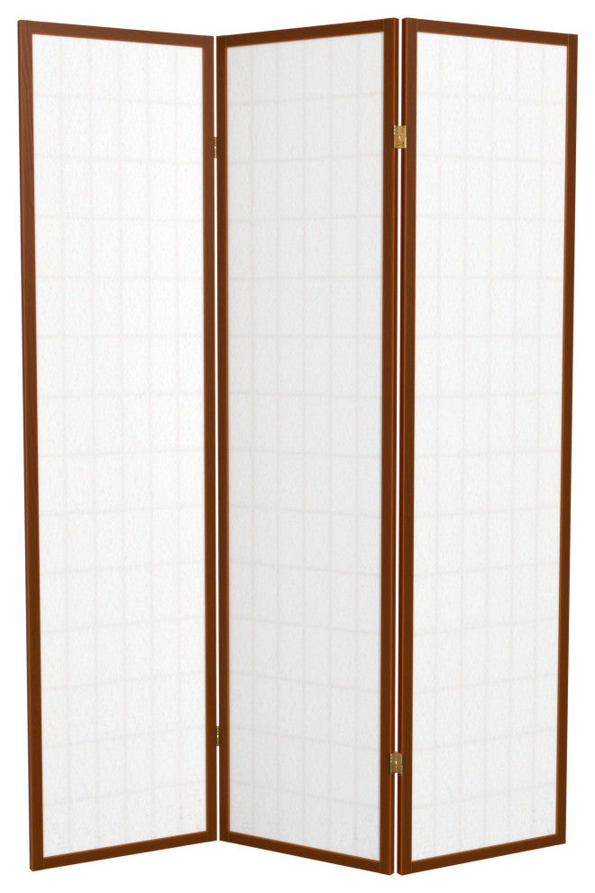 6' Tall Window Pane Shoji Screen, Walnut, 3 Panels