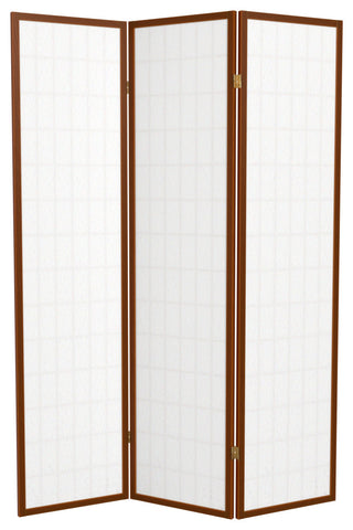 6' Tall Window Pane Shoji Screen, Walnut, 3 Panels