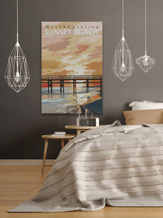 "Sunset Beach" Painting Print on Wrapped Canvas, 20x30