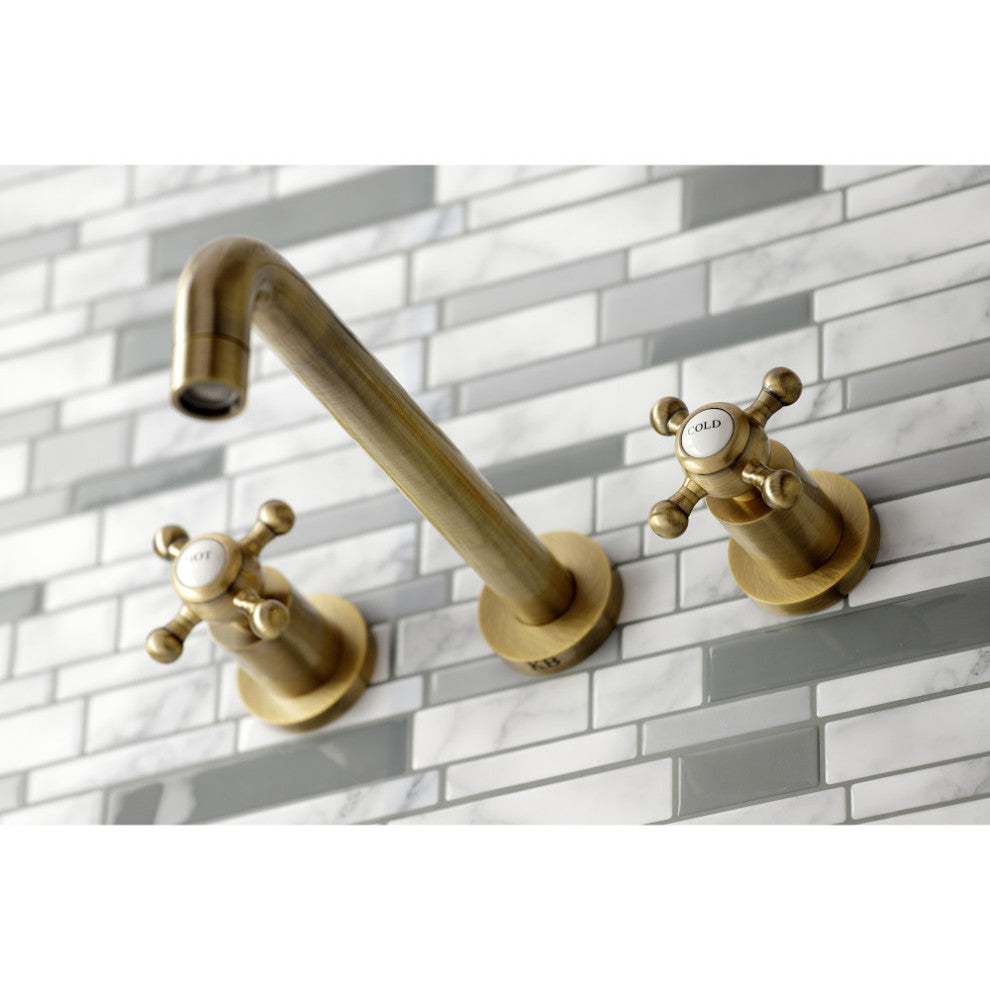 KS8023BX Two-Handle Wall Mount Tub Faucet, Antique Brass