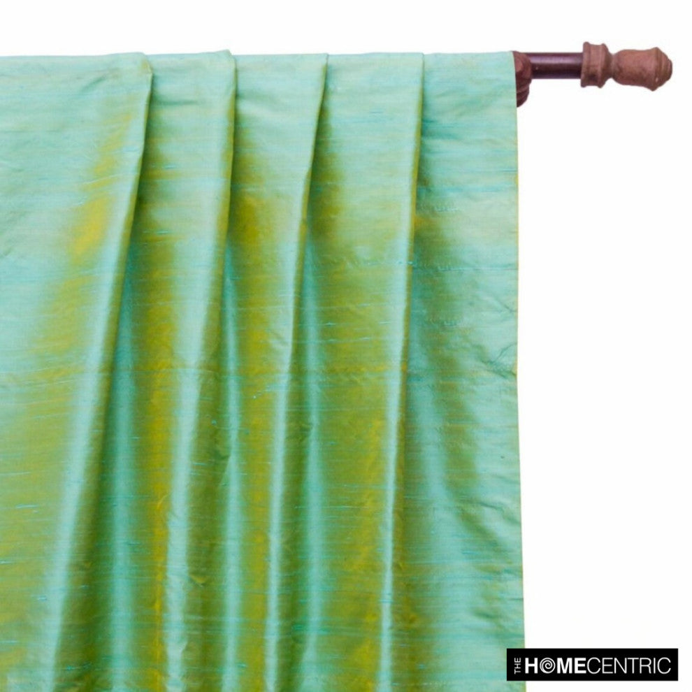 Sea Blue, Gold Silk Dupioni Fabric By The Yard, 4 Yards For Curtain, Dress