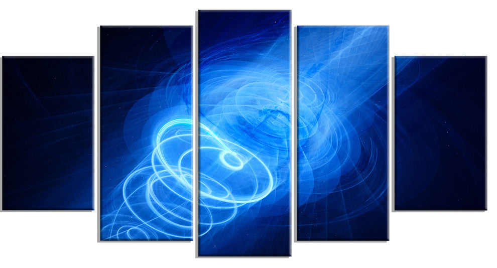 New Plasma Weapon in Space, Large Abstract Canvas Wall Art, 60"x32", 5 Panels