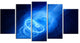New Plasma Weapon in Space, Large Abstract Canvas Wall Art, 60"x32", 5 Panels