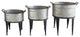 Silver Metal Buckets/Planters with Handles on Stand (Set of 3 Sizes)