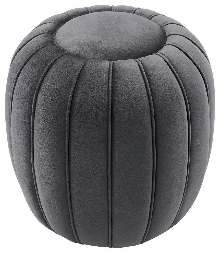 Celebrate Channel Tufted Performance Velvet Ottoman, Gray