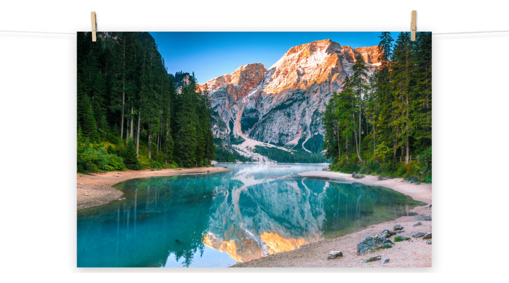 Misty Lake and Snow-cap Mountain Reflections Unframed Wall Art Prints, 24" X 36"