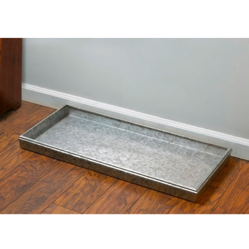 Classic Boot Tray for Boots, Shoes, Plants, and More, Galvanized Gray Steel