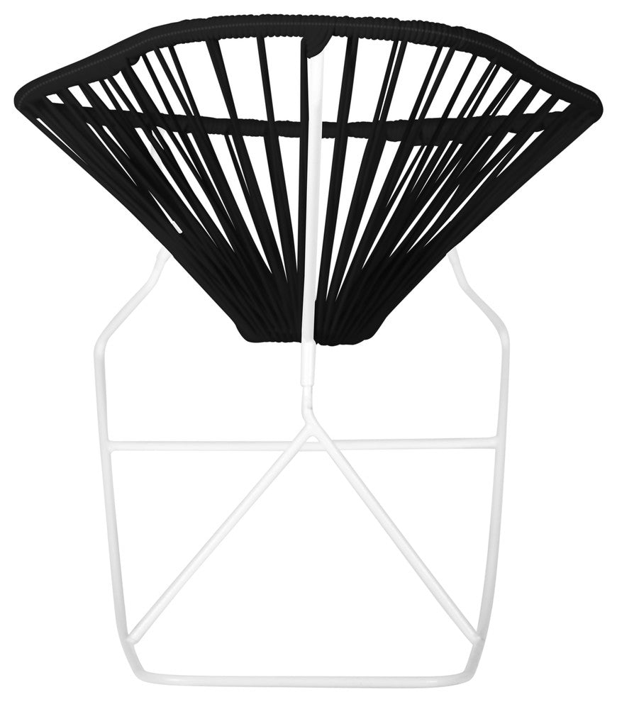 Acapulco Indoor/Outdoor Handmade Rocker, Black Weave, White Frame