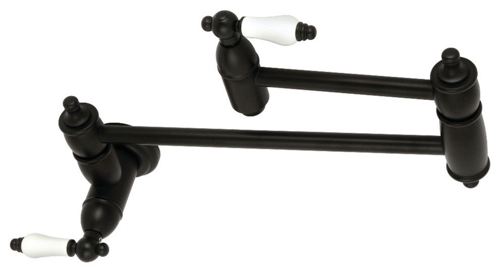 Kingston Brass Wall Mount Pot Filler Kitchen Faucet, Matte Black