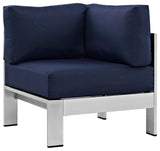 Silver Navy Shore Outdoor Patio Aluminum Corner Sofa