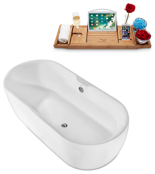 67" Streamline Freestanding Tub and Tray With Internal Drain