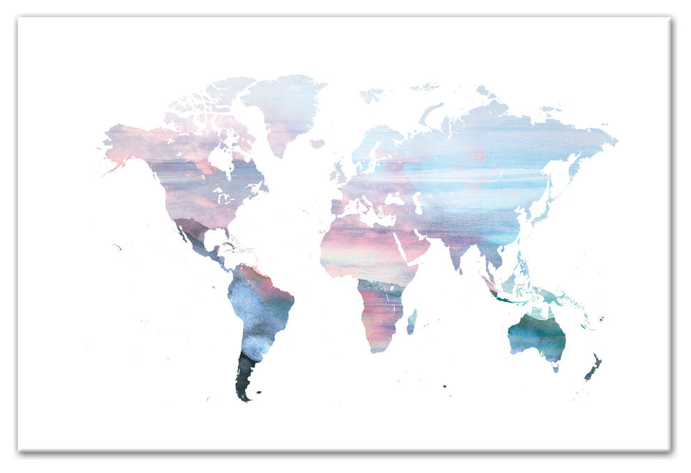 Pastel World Map 24x36 Canvas Wall Art