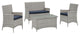 Light Gray Navy Bridge 4-Piece Outdoor Patio Patio Conversation Set