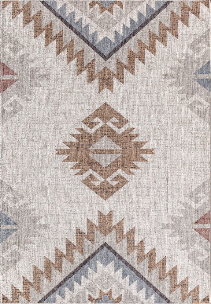 Jade Tapestry Beige Moroccan Tribal Tan Recycled Area Rug, 2'6" X 4'