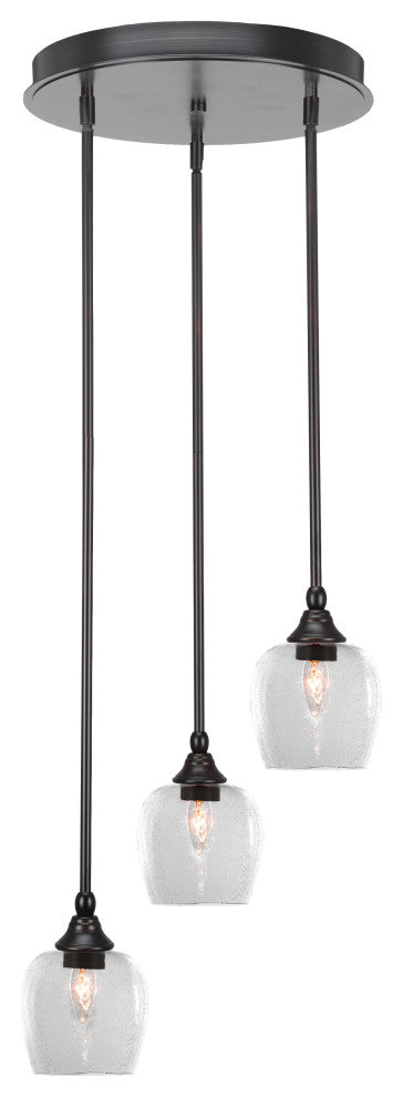 Empire 3-Light Cluster Pendalier, Espresso/Clear Bubble