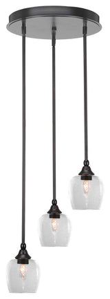 Empire 3-Light Cluster Pendalier, Espresso/Clear Bubble