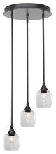 Empire 3-Light Cluster Pendalier, Espresso/Clear Bubble