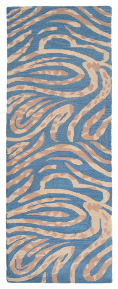 HAND TUFTED WOOL ECO-FRIENDLY AREA RUGS - Runner,Blue,Contemporary