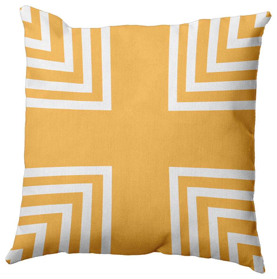Corner Stripes Polyester Indoor Pillow, Egg Yolk Yellow, 20"x20"