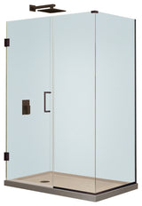 Unidoor Plus 33.5"Wx34.38" DFrameless Hinged Shower Enclosure, Oil Rubbed Bronze