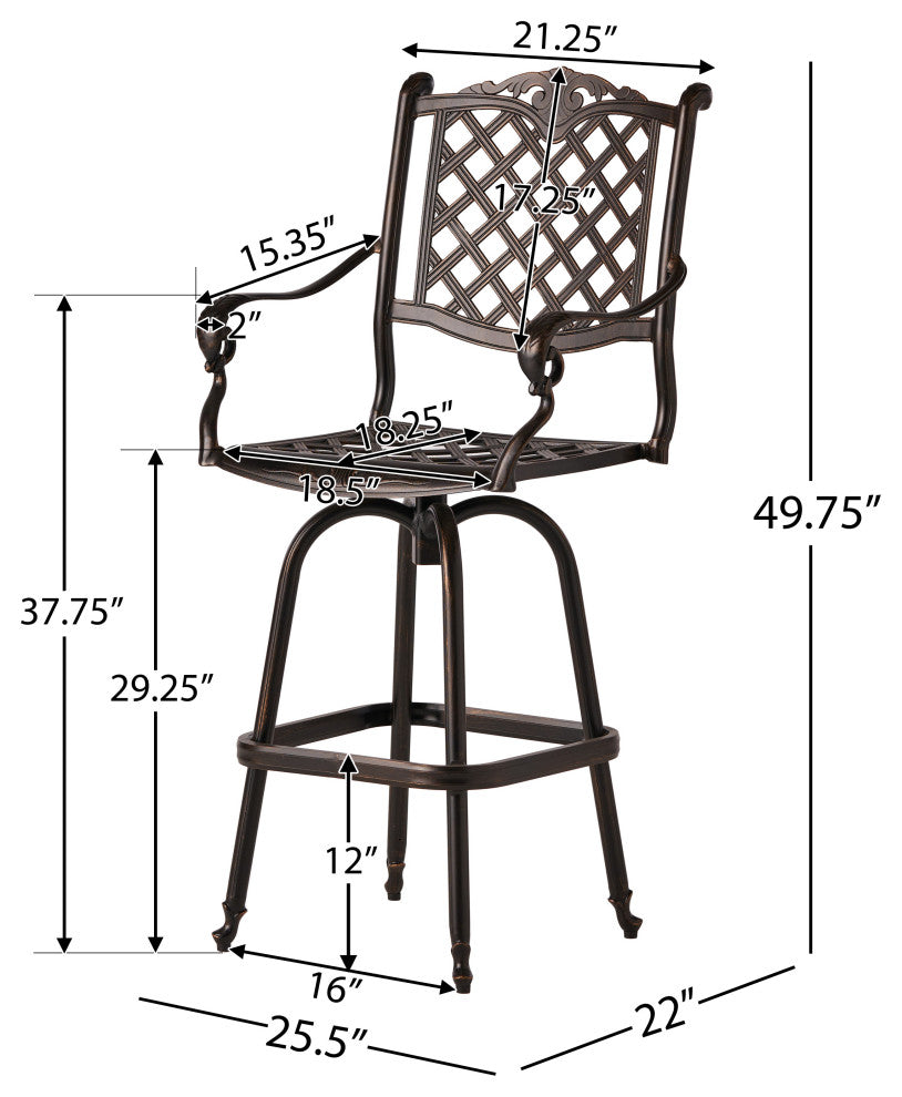 GDF Studio Pomelo Outdoor Cast Aluminum Bar Stools, Set of 2