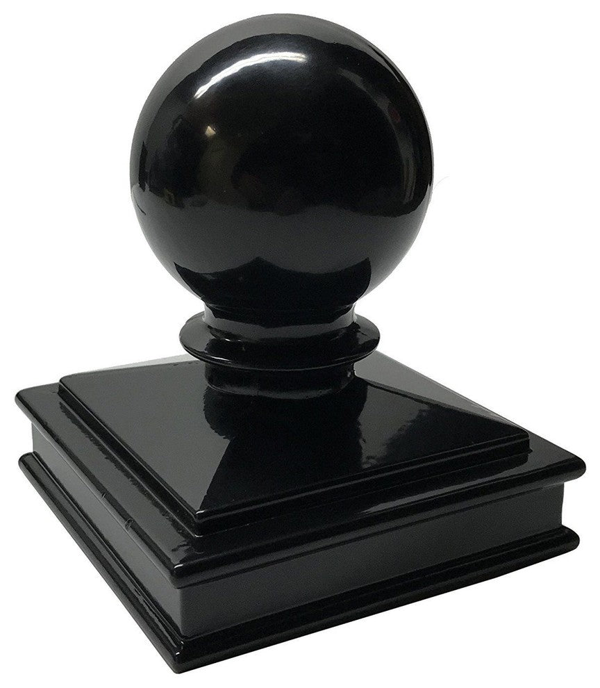 3"x3" Aluminium Ball Top Post Cap for Metal Posts, Pressure Fit, Black (DHBPC30)