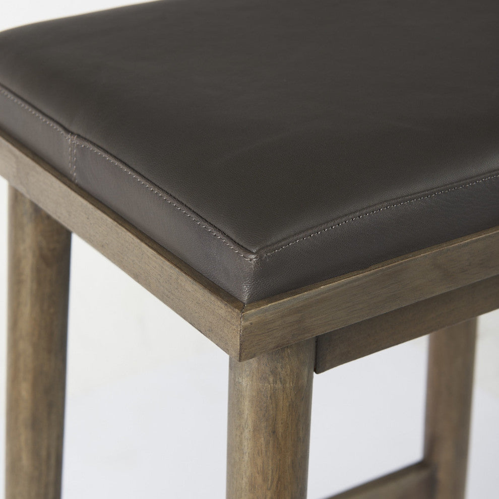 26" Dark Brown Faux Leather Counter Stool