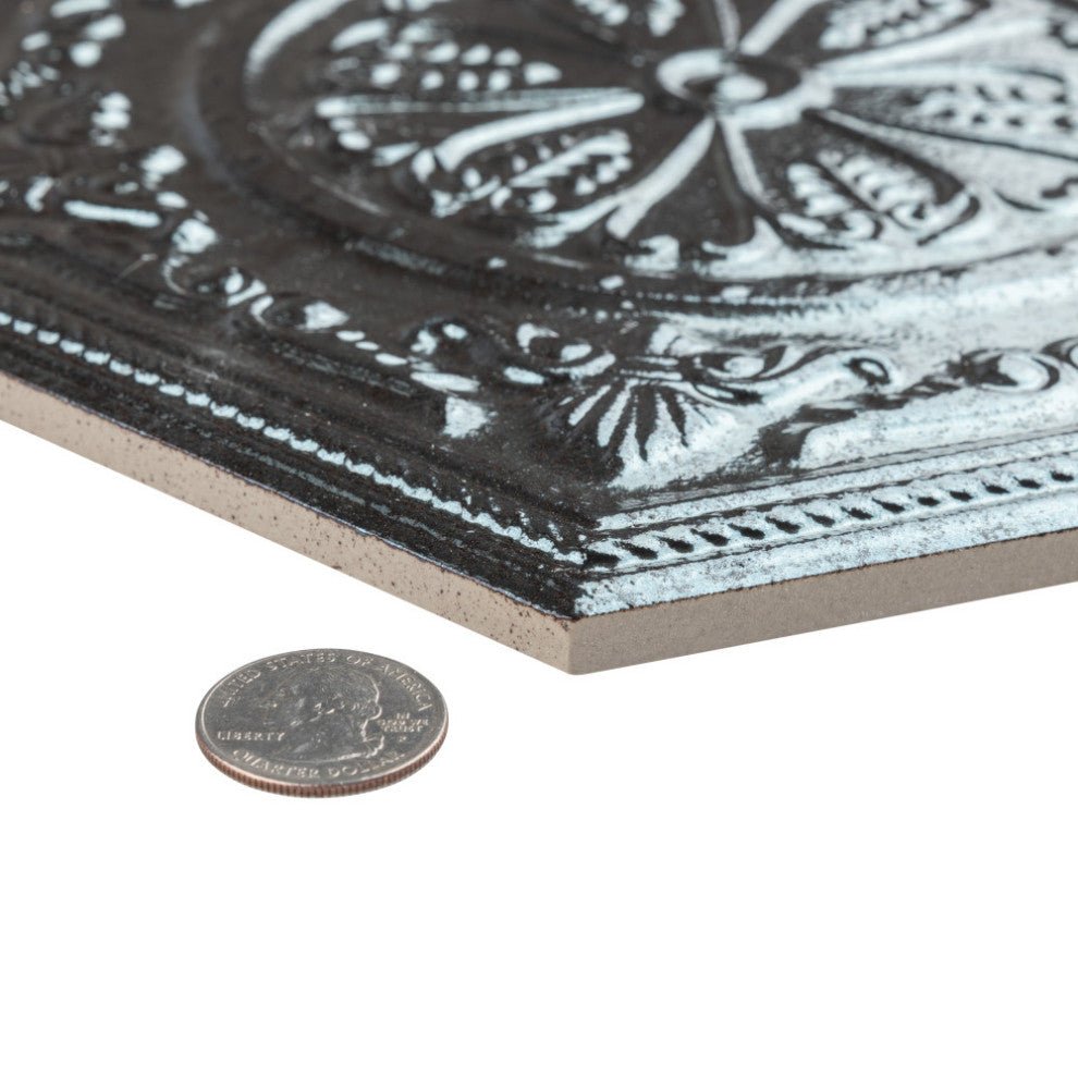 Zinc Hex Silver Decor Porcelain Floor and Wall Tile