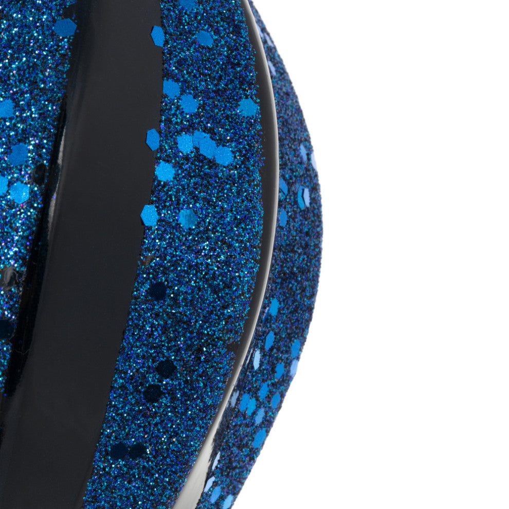 Vickerman M132504 8'' Green Glitter Swirl Drop Christmas Ornament, Midnight Blue