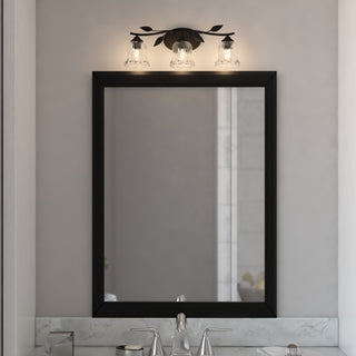 Fairwood 21" 3-Light Rustic Black Bathroom Vanity Fixture, Clear Glass Shade