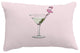 Martini Glass Flamingo Geometric Print Pillow With Linen Texture, Pink, 14"x20"
