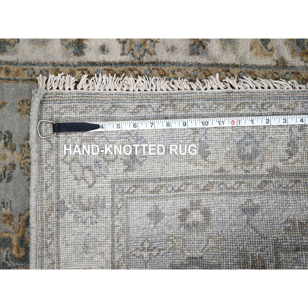 Medium Gray, Hand Knotted, Karajeh Design, Pure Wool, Oriental Rug, 3'1"x5'