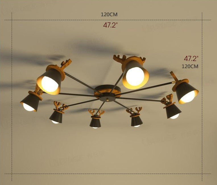 MIRODEMIÂ® Cap-d'Ail | Creative Ceiling Light with Deer Antlers Design, 8 Lights