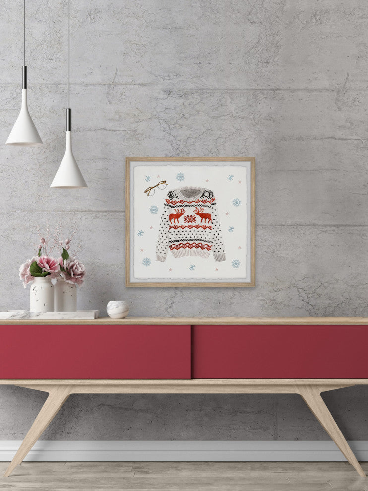 "Reindeer Sweater" Framed Painting Print, 24x24