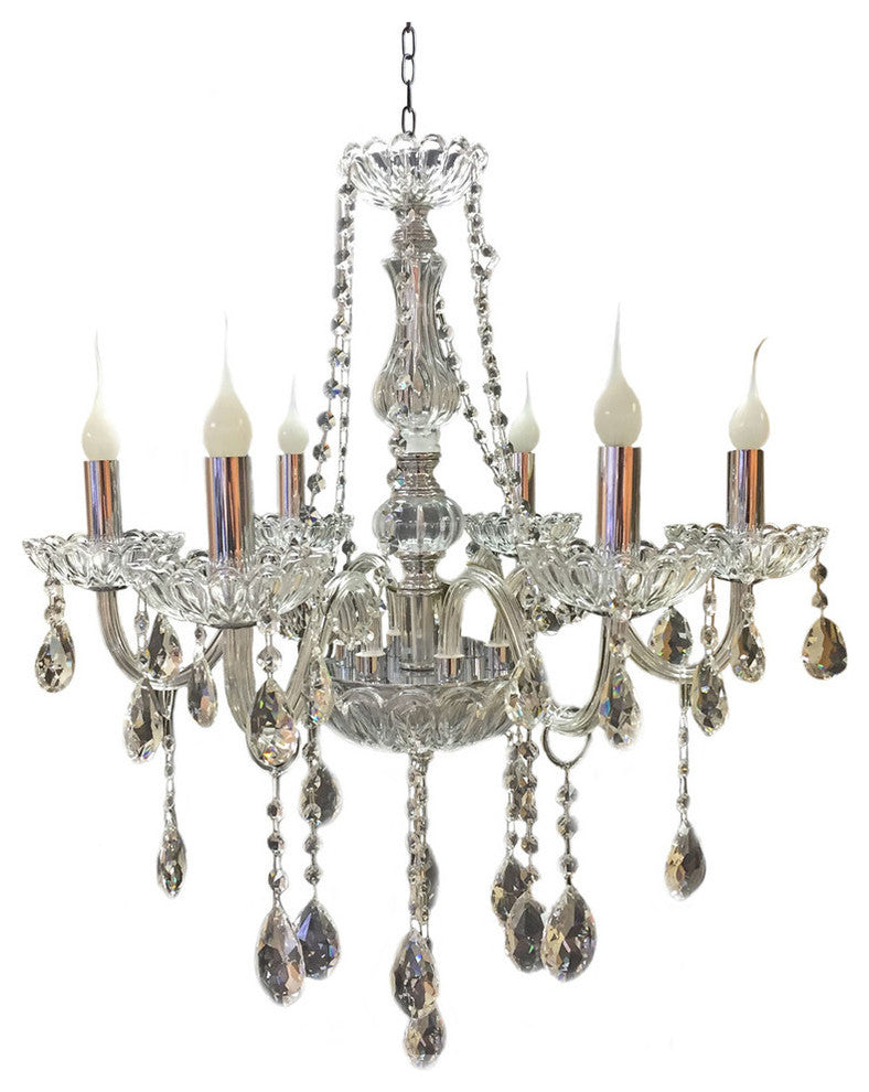 Royal Designs Classic Vintage Style Crystal Candle Chandelier Ceiling Fixture, 6