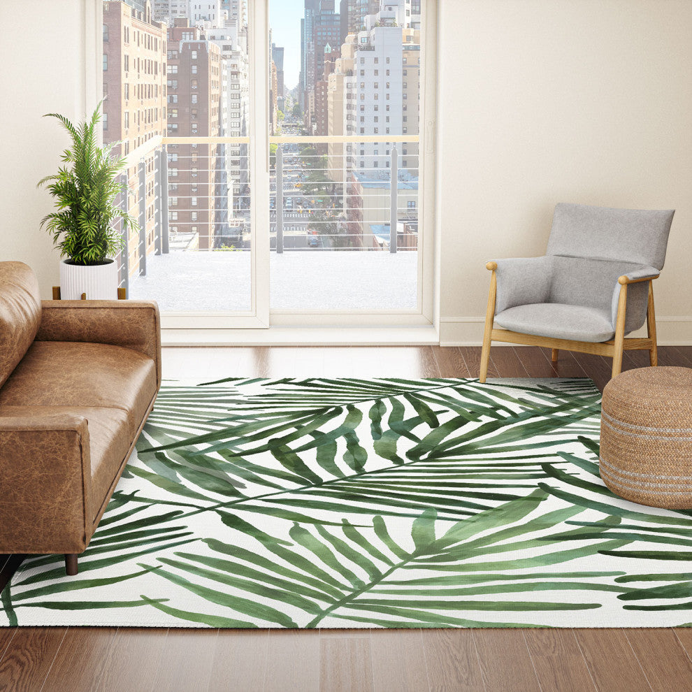 Marta Barragan Camarasa Watercolor simple leaves Area Rug