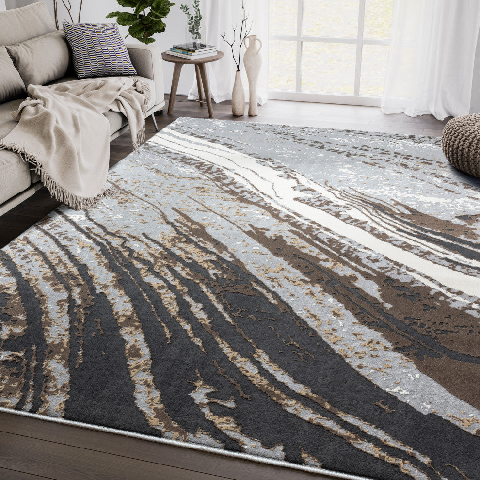 Abani Aspen Collection ASP160A Contemporary Gray Marble Area Rug