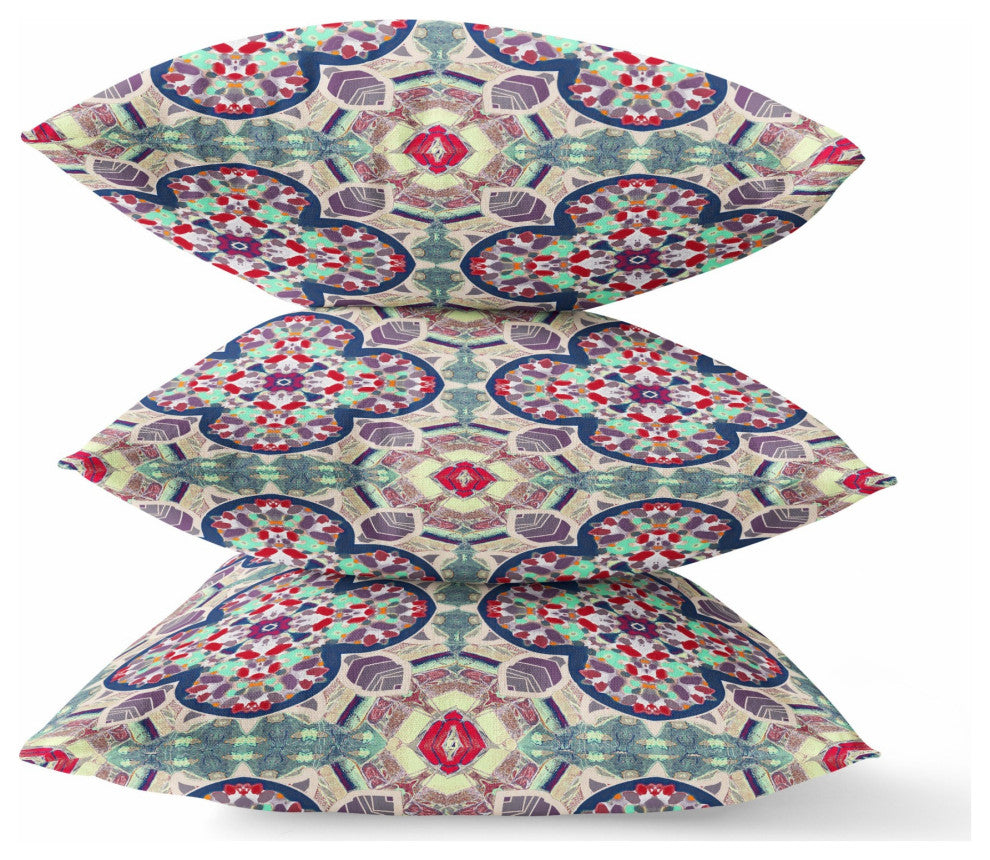 26" Mauve Blue Cloverleaf Indoor Outdoor Throw Pillow