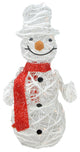 28" Lighted White Glittered Rattan Snowman Christmas Yard Art Decoration