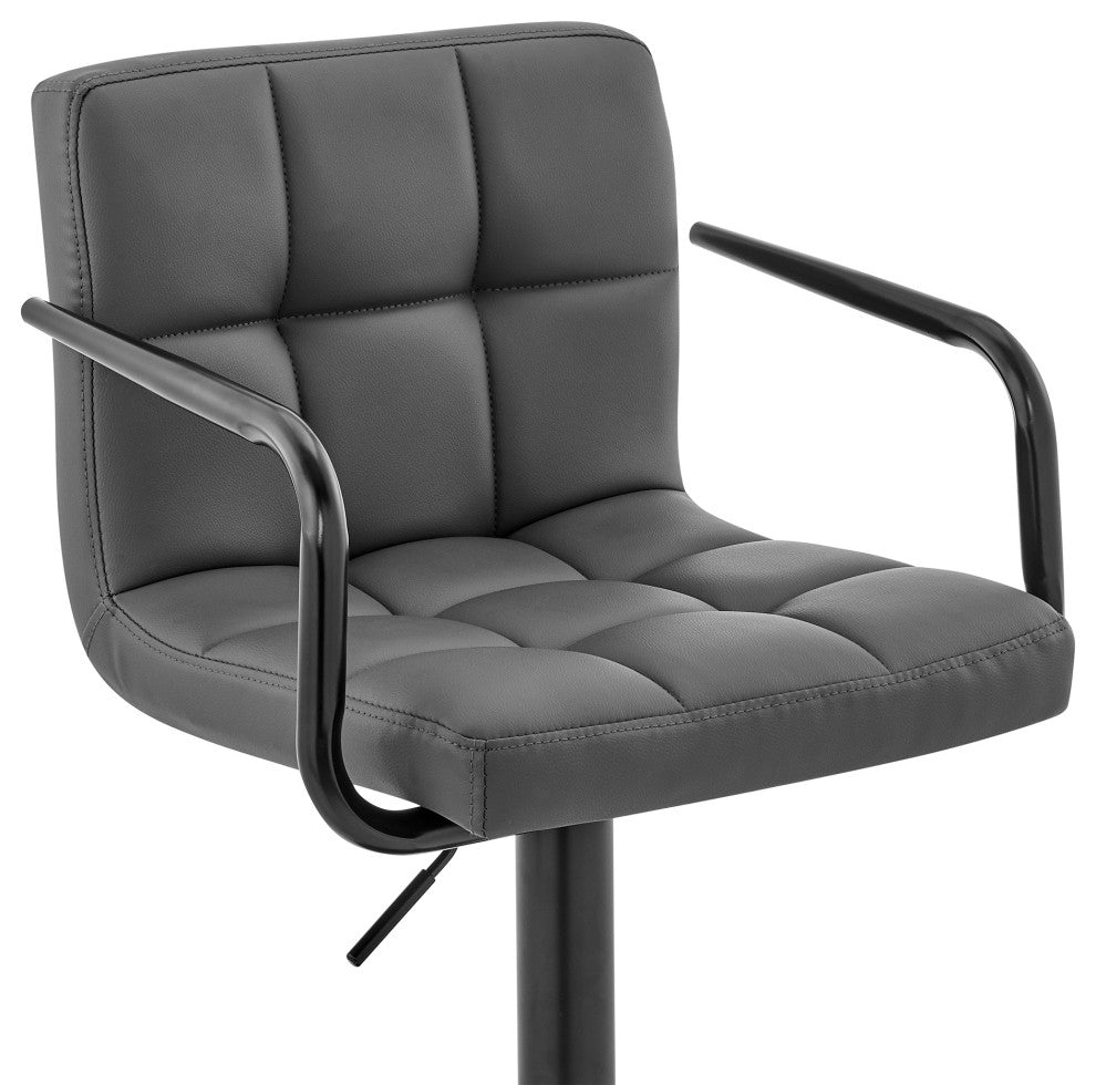 Laurant Adjustable Gray Faux Leather Swivel Bar Stool