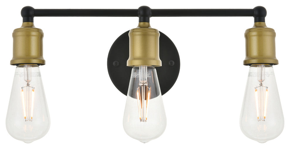Brass And Black Finish 3-Light Wall Sconce