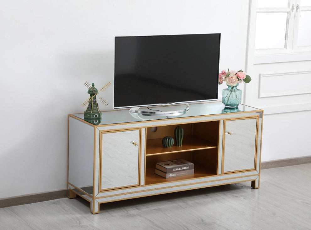 Rosie 60" Mirrored TV Stand, Gold