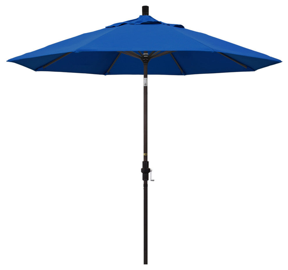 9' Bronze Collar Tilt Crank Aluminum Umbrella, Pacific Blue Pacifica