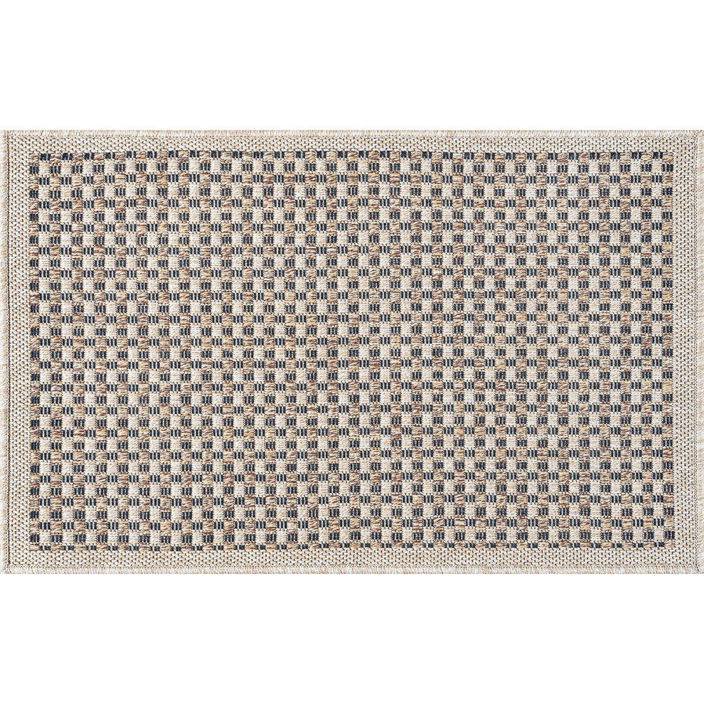 Dickens Contemporary Basektweave Cream/Brown Indoor/Outdoor Scatter Mat 2'x3'