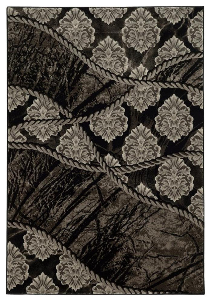 Linon Jewel Ybor Machine Made Polypropylene 5'x7'6" Rug in Brown