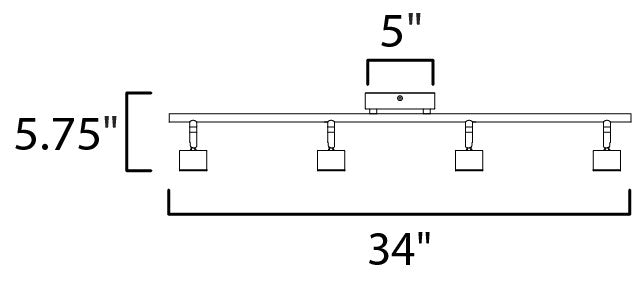 ET2 E52004 Taylor 4 Light 34"W LED Fixed Rail Ceiling Fixture - Black