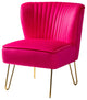Tufted Side Chair With Golden Base, Fushia