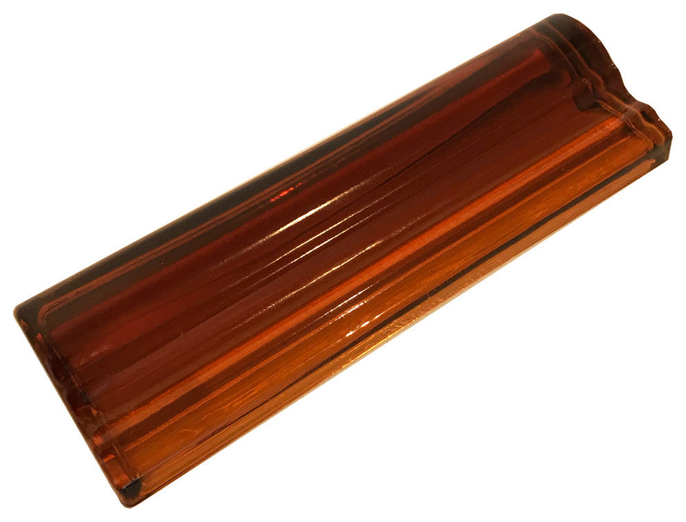2x6 Chair Border Hand Poured Glass Tile, Amber