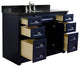 49" Single Sink Vanity, Blue Finish With Black Galaxy Granite And Oval Sink