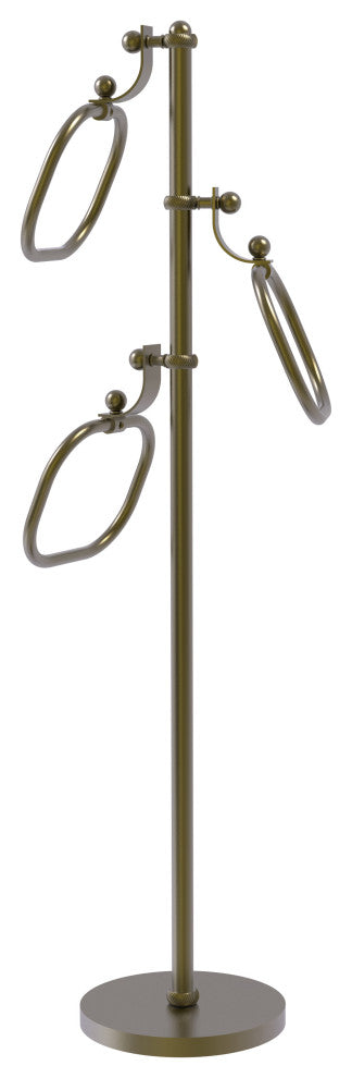 Towel Stand with 9" Oval Towel Rings, Antique Brass